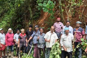 പിഡബ്ള്യു ഡി അവഗണിച്ചു ചാലിസിറ്റി വെട്ടിക്കാമറ്റം റോഡിലെ കാട് നാട്ടുകാർ വെട്ടിമാറ്റി